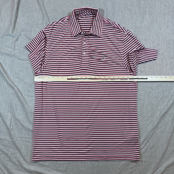 Vineyard Vines Polo Shirt Mens Medium Performance Pink Striped‎ Golf Stretch - Picture 6 of 9
